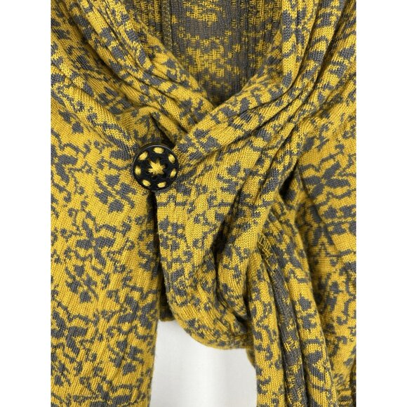 Anthropologie  Moth Women’s Medium 100% Wool Jacquard "Scarf Tied Cardigan" - Picture 10 of 11